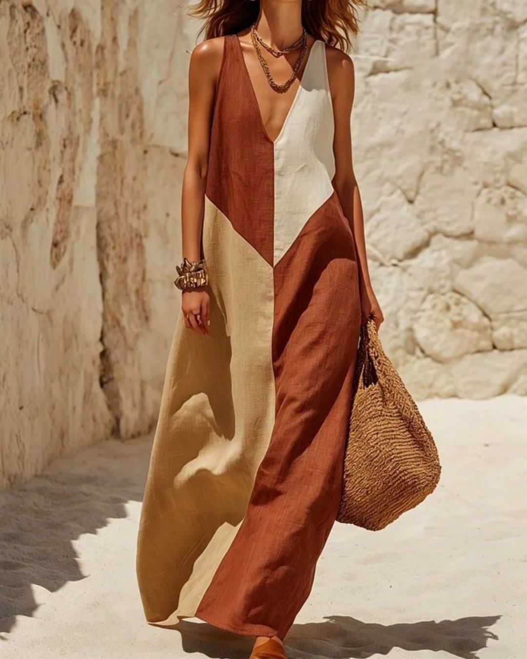Willluxe® Sun Geometric Patchwork Dress
