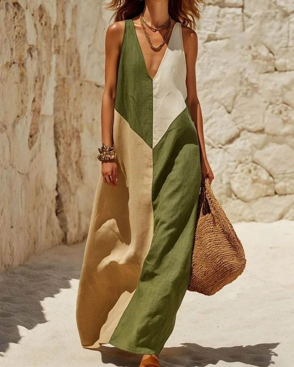 Willluxe® Sun Geometric Patchwork Dress