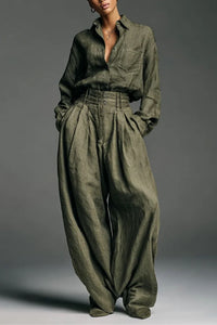 Willluxe® Vintage Relaxed Cardigan and High-Waisted Set