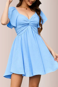 Willluxe® Breezy Twist-Front Open Back Bow Mini Dress