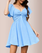Willluxe® Breezy Twist-Front Open Back Bow Mini Dress