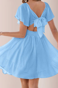 Willluxe® Breezy Twist-Front Open Back Bow Mini Dress