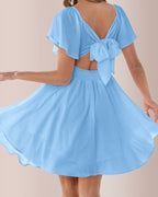 Willluxe® Breezy Twist-Front Open Back Bow Mini Dress