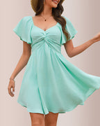 Willluxe® Breezy Twist-Front Open Back Bow Mini Dress