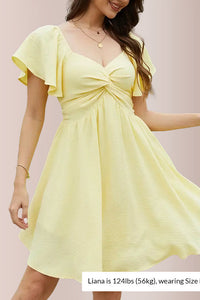 Willluxe® Breezy Twist-Front Open Back Bow Mini Dress