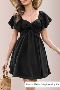 Willluxe® Breezy Twist-Front Open Back Bow Mini Dress