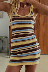 Willluxe® Retro Striped Knit Bodycon Mini Dress