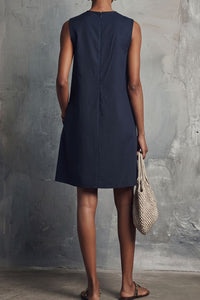 Willluxe® Commuter Round Neck Buttons Mini Dress