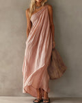 Willluxe® Elegant One-Shoulder Ruched Maxi Dress