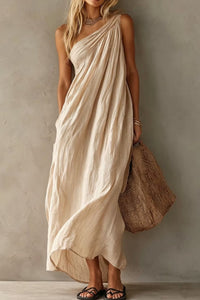 Willluxe® Elegant One-Shoulder Ruched Maxi Dress