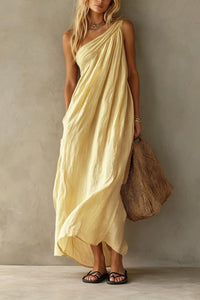 Willluxe® Elegant One-Shoulder Ruched Maxi Dress