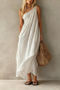 Willluxe® Elegant One-Shoulder Ruched Maxi Dress