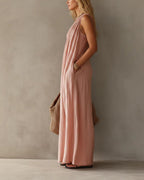 Willluxe® Elegant One-Shoulder Ruched Maxi Dress