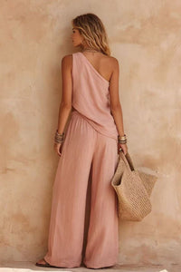 Willluxe® Casual One-Shoulder Ruched Set