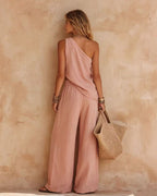 Willluxe® Casual One-Shoulder Ruched Set