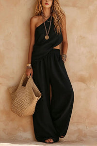 Willluxe® Casual One-Shoulder Ruched Set
