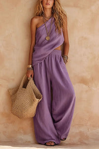Willluxe® Casual One-Shoulder Ruched Set
