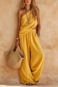 Willluxe® Casual One-Shoulder Ruched Set