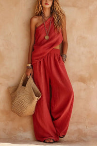 Willluxe® Casual One-Shoulder Ruched Set