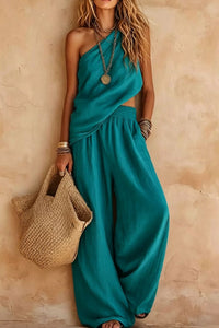 Willluxe® Casual One-Shoulder Ruched Set