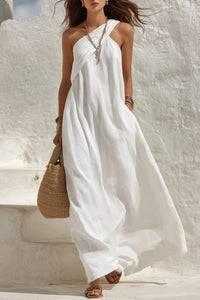 Willluxe® One-Shoulder Twist Ruched Loose Dress