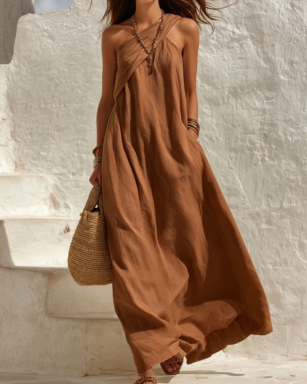 Willluxe® One-Shoulder Twist Ruched Loose Dress