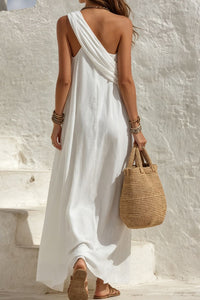 Willluxe® One-Shoulder Twist Ruched Loose Dress