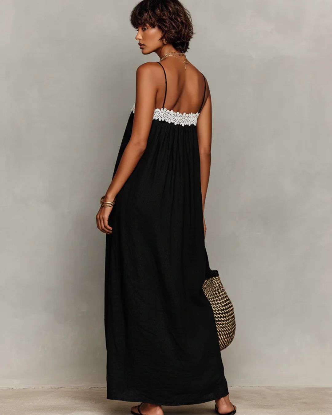 Willluxe® Lace Patchwork Casual Cami Maxi Dress