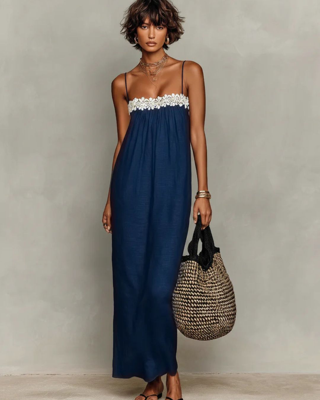 Willluxe® Lace Patchwork Casual Cami Maxi Dress