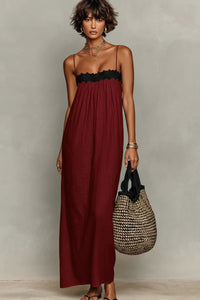 Willluxe® Lace Patchwork Casual Cami Maxi Dress