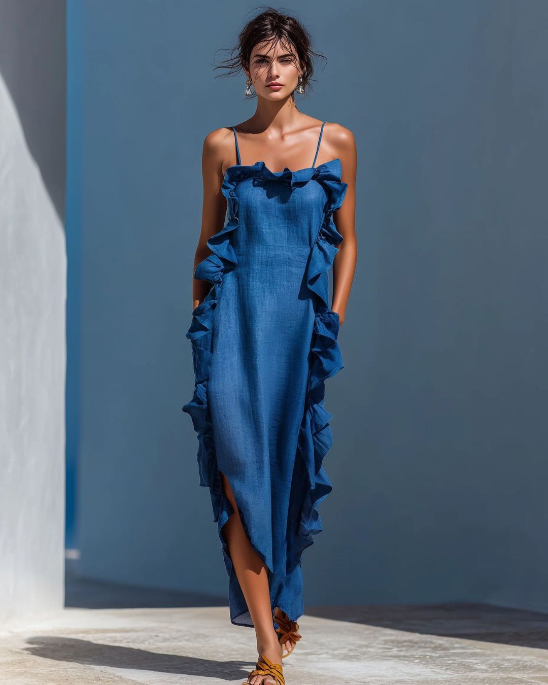 Willluxe® Ruffle Trim Cami Maxi Dress