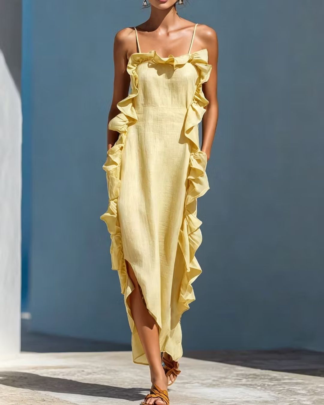 Willluxe® Ruffle Trim Cami Maxi Dress