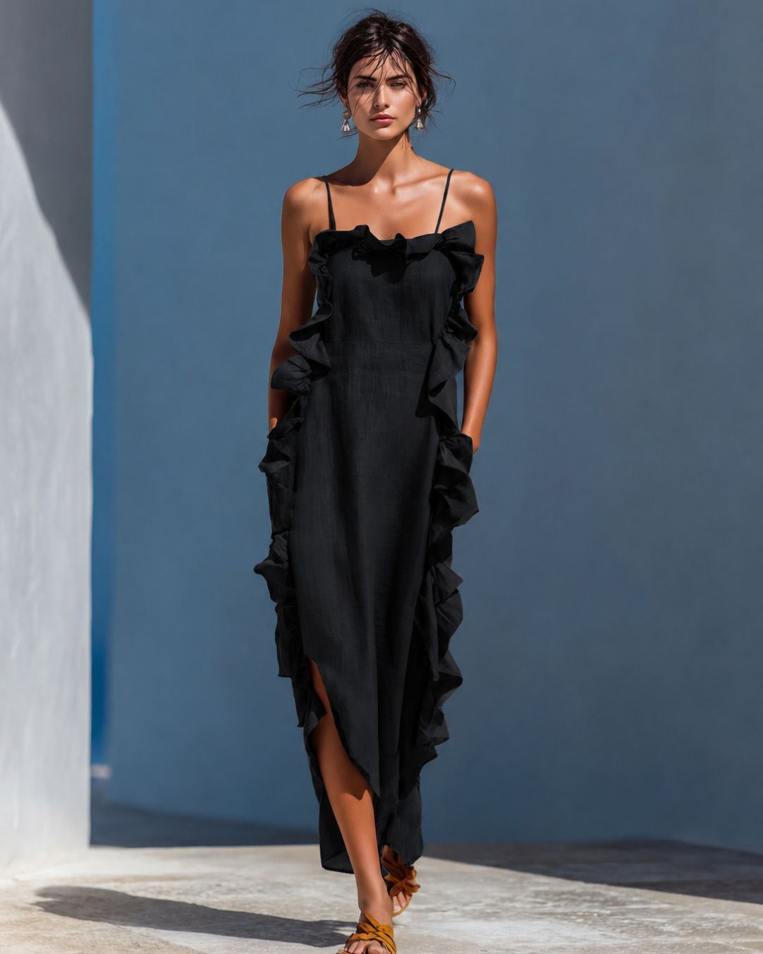 Willluxe® Ruffle Trim Cami Maxi Dress
