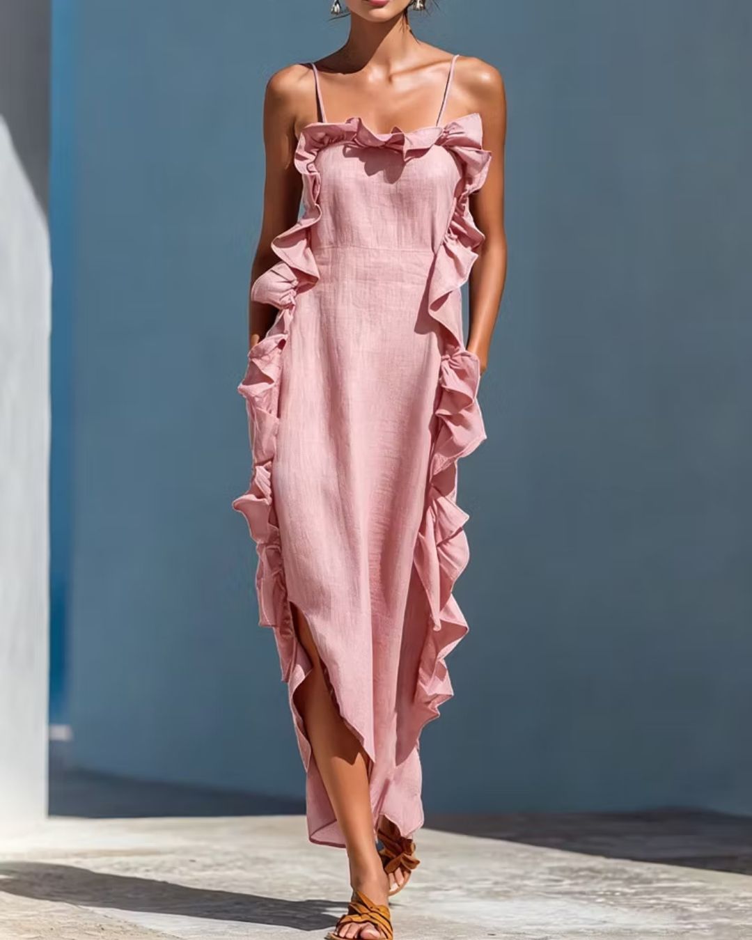 Willluxe® Ruffle Trim Cami Maxi Dress