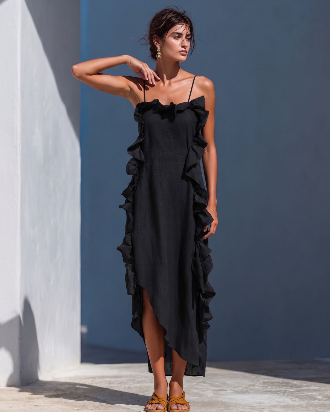 Willluxe® Ruffle Trim Cami Maxi Dress