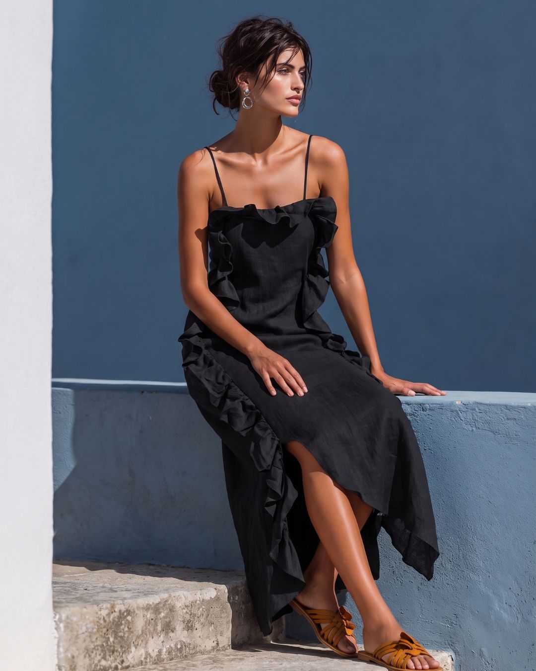 Willluxe® Ruffle Trim Cami Maxi Dress