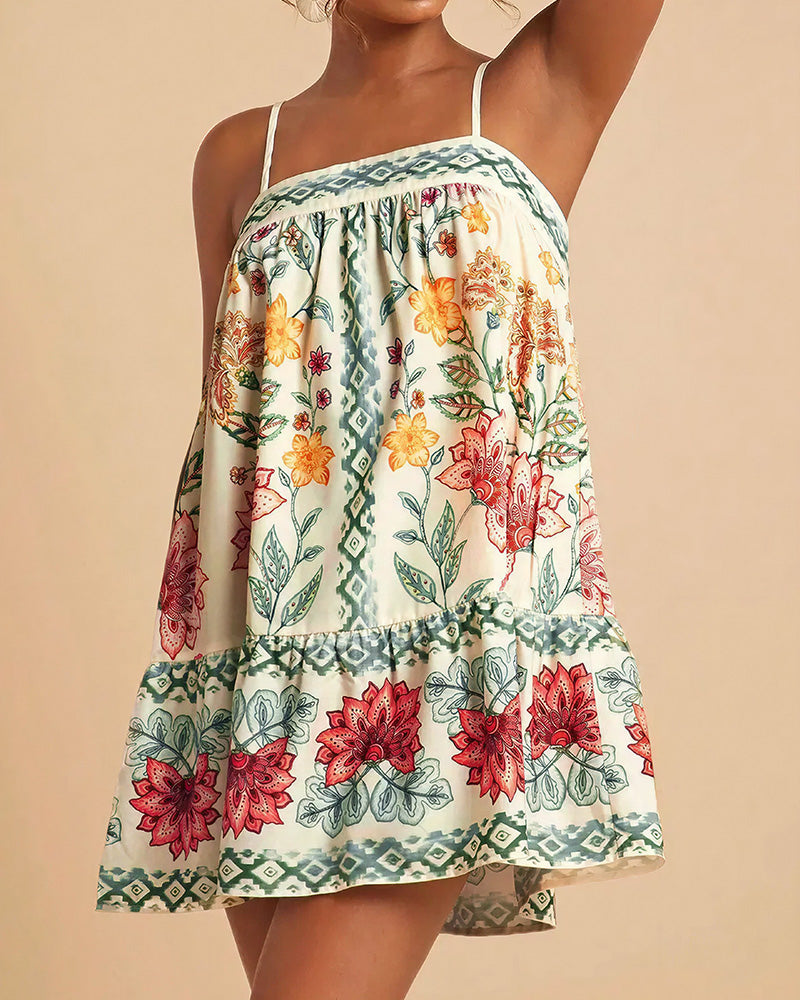 Willluxe® Boho Floral Print Slip Mini Dress