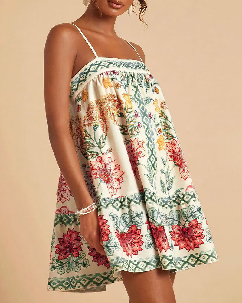 Willluxe® Boho Floral Print Slip Mini Dress