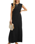 Willluxe® Casual Sleeveless Split Maxi Dress With Pockets