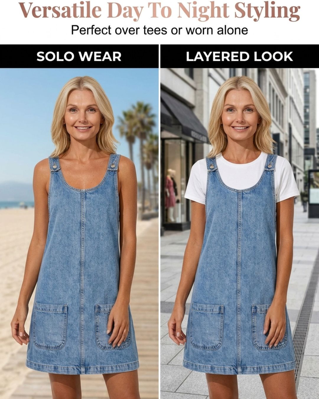 Willluxe® Casual Denim Pinafore Mini Dress