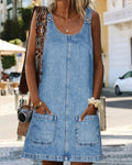 Willluxe® Casual Denim Pinafore Mini Dress