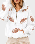 Willluxe® Oversized Sequin Football Half-Zip Hoodie