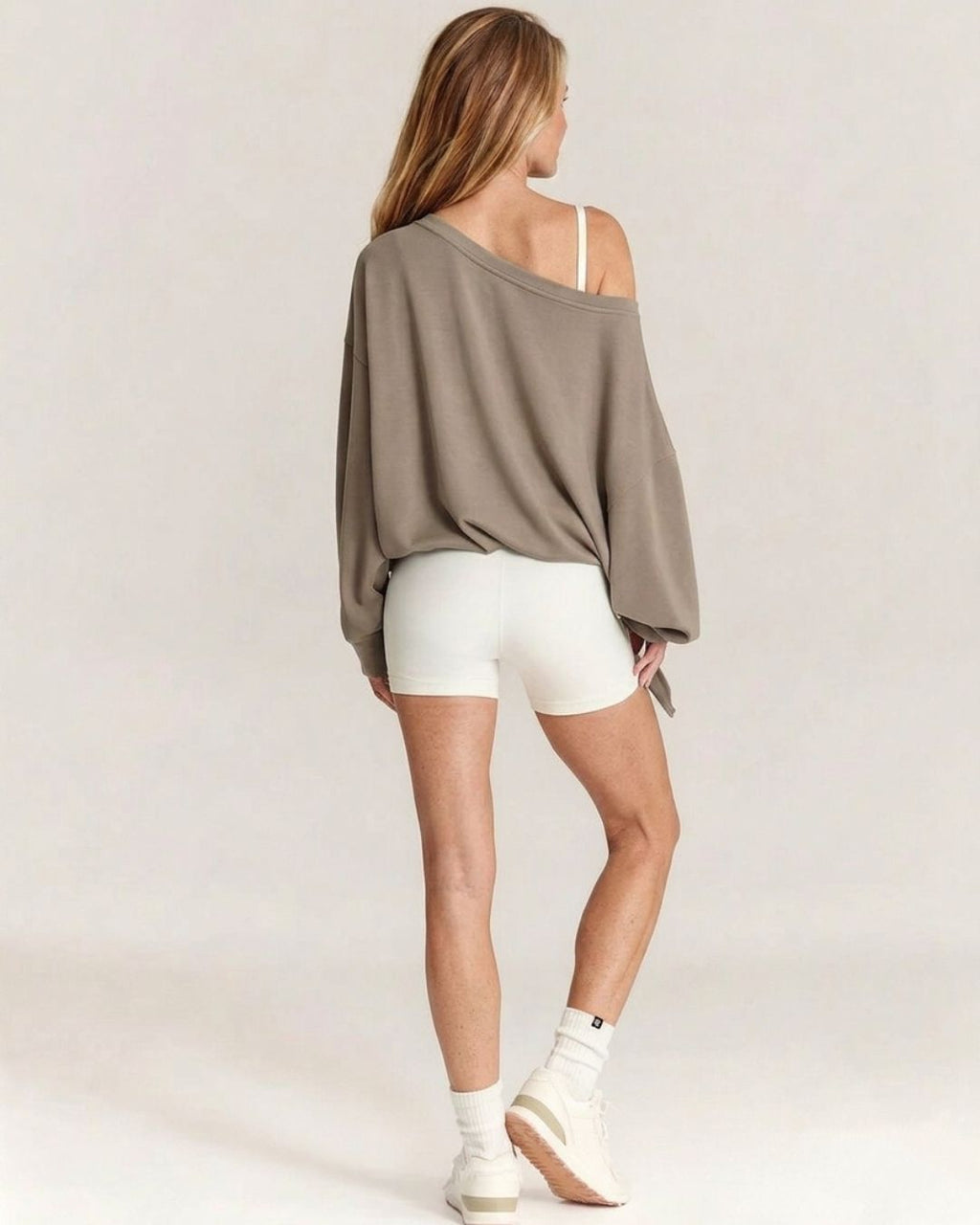 Willluxe® One-Shoulder Drawstring Hem Sweatshirt