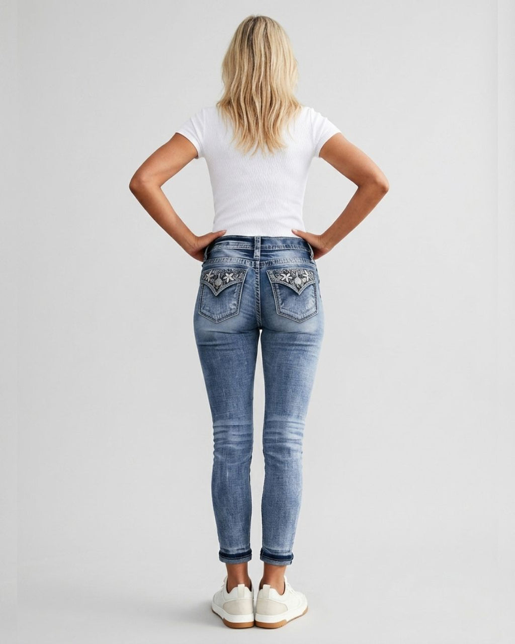 Willluxe® Slim Fit Stretch Embroidered Skinny Jeans