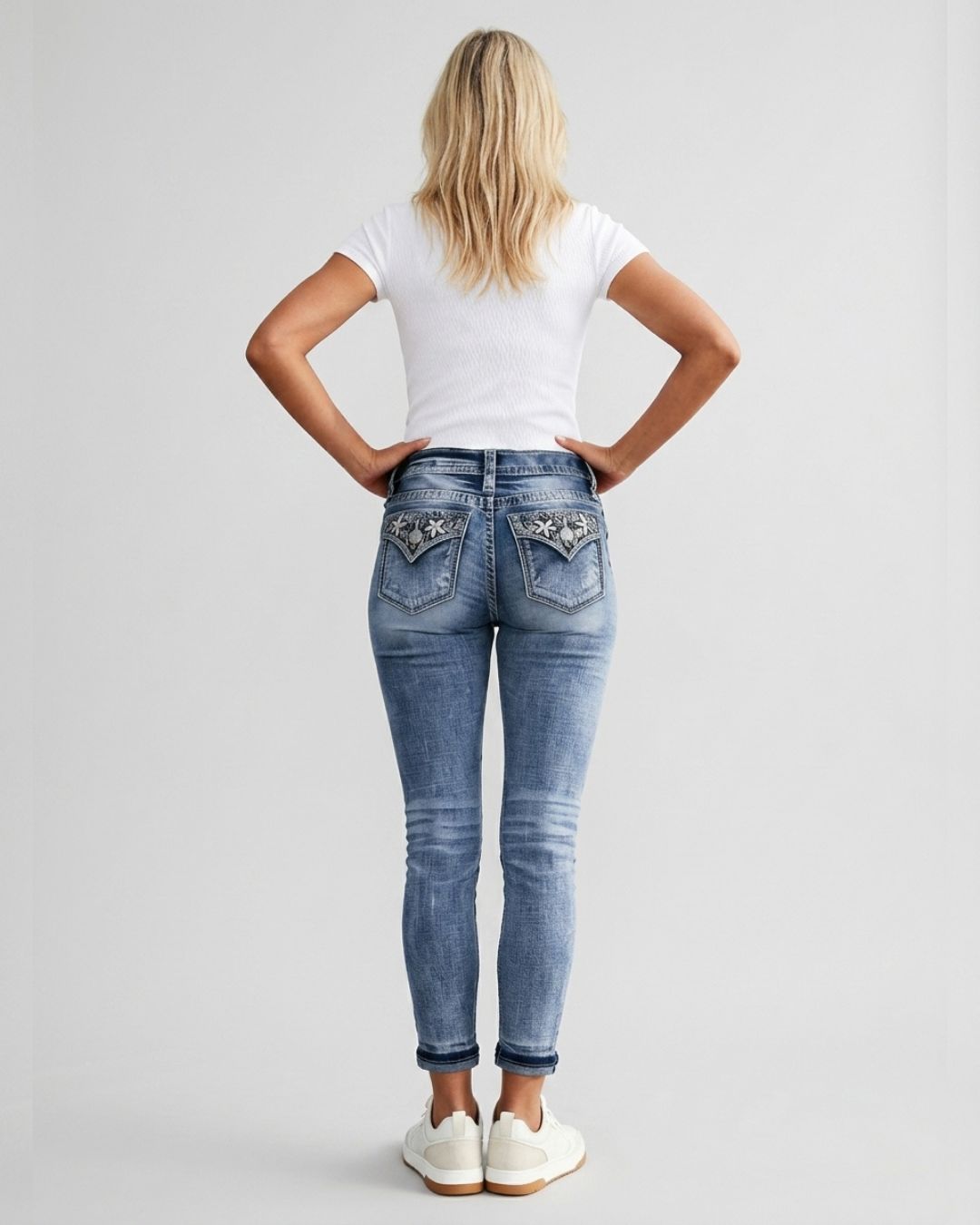 Willluxe® Slim Fit Stretch Embroidered Skinny Jeans