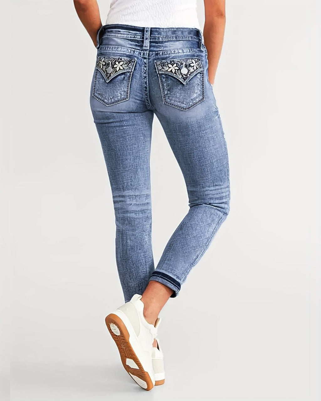 Willluxe® Slim Fit Stretch Embroidered Skinny Jeans