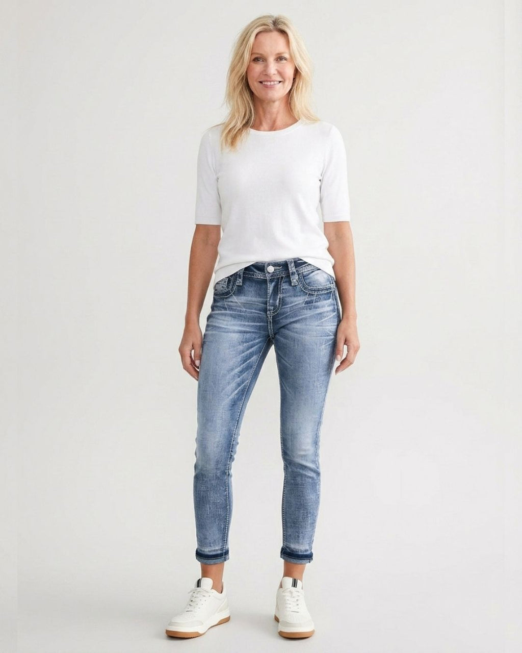 Willluxe® Slim Fit Stretch Embroidered Skinny Jeans