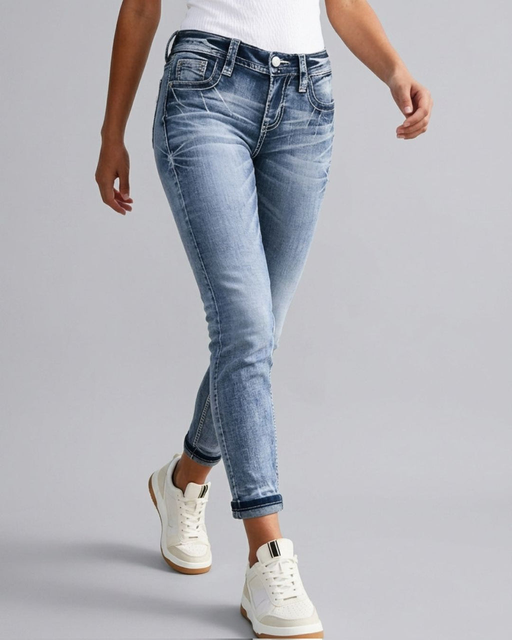 Willluxe® Slim Fit Stretch Embroidered Skinny Jeans