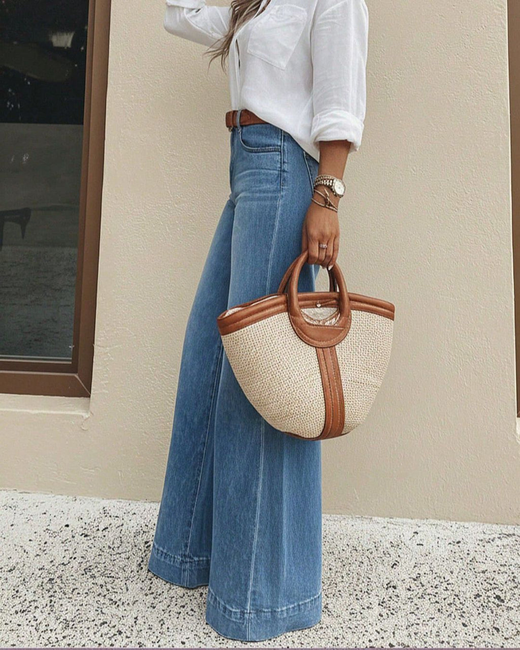 Willluxe® Vintage Washed Relaxed Wide-Leg Jeans
