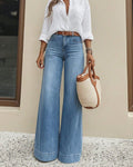 Willluxe® Vintage Washed Relaxed Wide-Leg Jeans